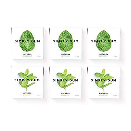 Simply Gum | Chewing Gum | Variety Pack - Peppermint, Spearmint | Pack of Six (90 Pieces Total) | Vegan   non GMO