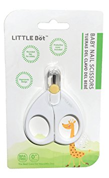 Little Bot Baby Nail Scissors. Newborn, Easy, Safe to use, Stress-free, Rounded tips, Protective cover, Ergonomic design
