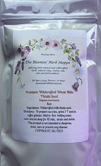 Wildcrafted Raw Milk Thistle Seed Whole 8oz Silybum Marianum Non GMO Non irradiated | The Bloomin Herb Shoppe | Pure Aromatic Potent Hand Packed