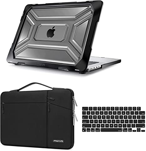 MOSISO Compatible with MacBook Pro 16 inch Case 2023 2022 2021 Release M2 A2780 A2485 M1 Pro/Max Chip with Touch ID, Plastic Hard Shell with TPU Bumper & Carrying Sleeve Bag & Keyboard Cover, Black