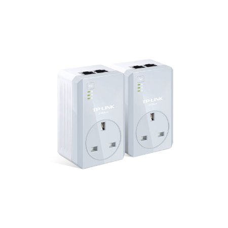 TP-LINK TL-PA4020PKIT AV500 Two-Port Powerline Adapter with AC Pass Through Starter Kit - Twin Pack