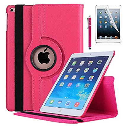 New iPad 9.7 2017 Case - AiSMei Rotating Stand Case Cover with Auto Sleep Wake for Apple 9.7 inch New iPad 2017 [A1822, A1823], Also Fits iPad Air 2013 [A1474,A1475,A1476] - Rose Pink
