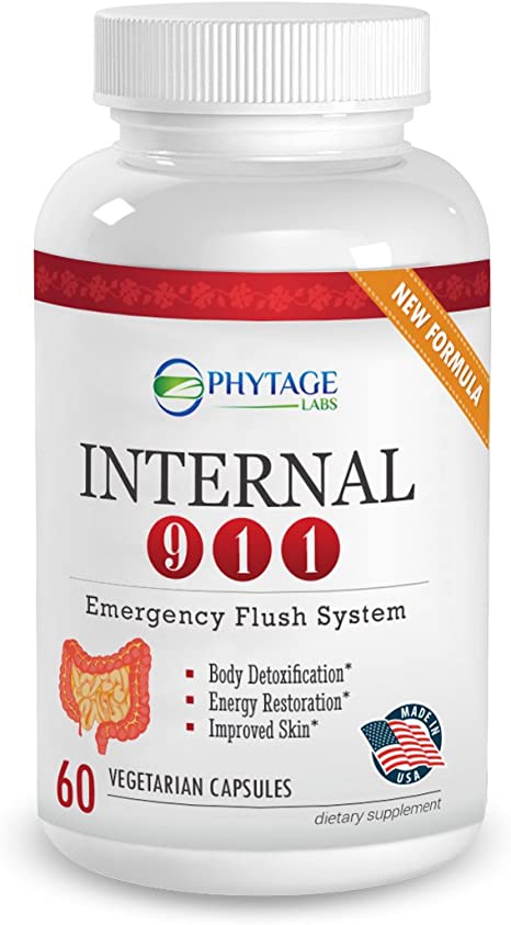 Official Phytage Labs Internal 911 Colon Cleanse Detox Supplement - Natural Laxative Cleanser Removes Toxins for Better Digestion, Weight Loss and Radiant Skin - 60 Capsules
