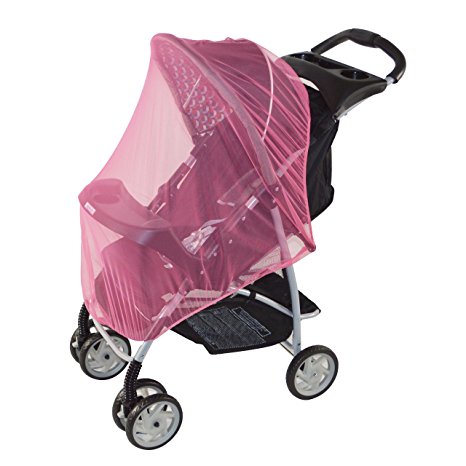 Pink Mosquito Net for baby Strollers, Carriers, Car Seats, Cradles, Pack'n'Plays, Cribs, Bassinets & Playpens. 44 x 48 Inch, High Density Baby Insect Netting (pink)