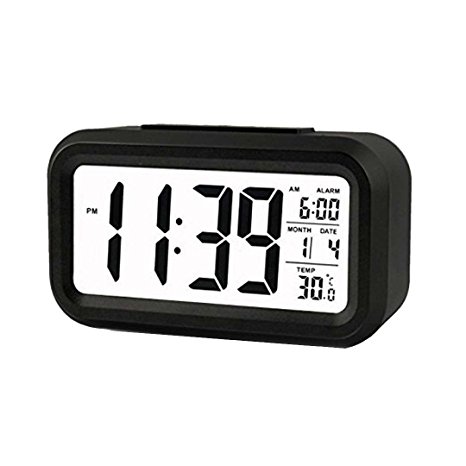 SINMI Digital Morning Alarm Clock Sensor Technology Light On Backligt(Black)