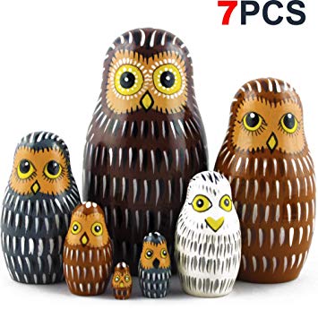 Owl Nesting Dolls - Owl Decor - Owl Gifts - Owl Toy - Matryoshka set 7 dolls