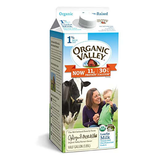 Organic Valley, Organic 1% Low Fat Milk, Ultra Pasteurized, Half Gallon, 64 oz
