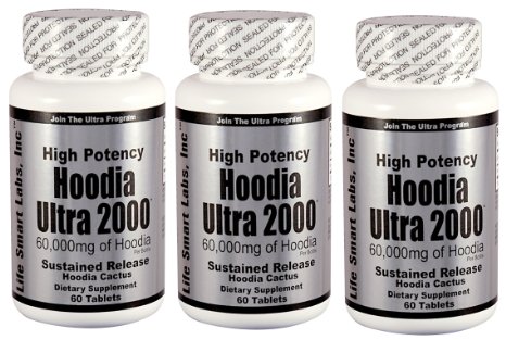 Hoodia Ultra 2000  3 Bottles Time Release HIGH POTENCY 180 Pills 3 Months Hoodia diet pills
