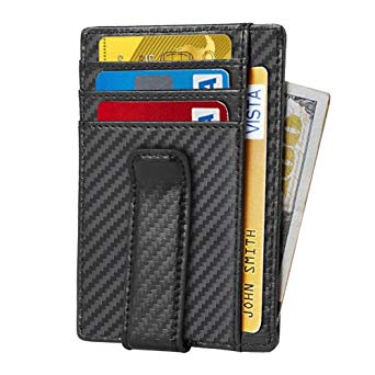 【2018 Newest】RFID Wallet for Men, Beartwo Minimalist Genuine Leather Wallet Money Clip with ID Window