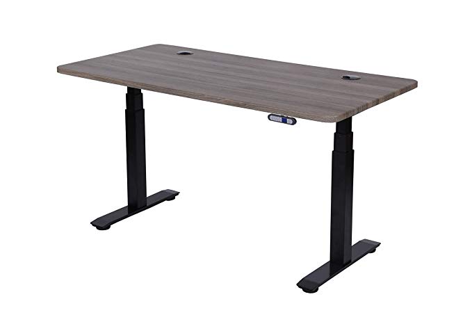 ApexDesk FX60TKW Flex Series 60" Electric Height Adjustable Standing Desk with Memory Preset Controller, Fox Teakwood Top and Black Frame