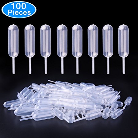 Transfer Pipettes, AUSTOR 100 PCS 4ml Disposable Pipettes Liquid Dropper Pipette Liquid Injector for Cupcakes, Chocolate, Strawberries, Ice Cream