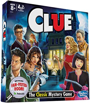 Clue Board c; Features Fan Voted Room; As Seen on Houzz Website; Classic Mystery Game for Kids 8 and Up