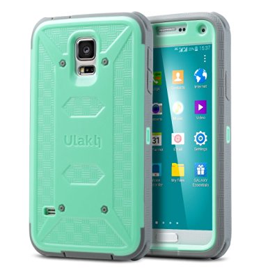 ULAK Galaxy S5 Case [KNOX Armor] Heavy Duty Four Corners Protection Cover Heavy Duty Case for Samsung Galaxy S5 (2014) -Mint/Gray