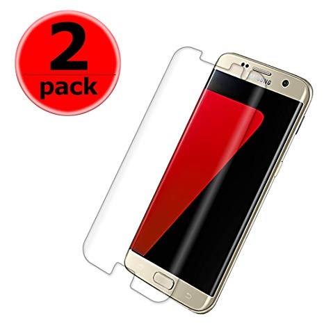 [2 Pack] Galaxy s7edge Screen Protector [Anti-Scratch][High Definition][Bubble Free][Anti-Fingerprint][Clear] S7 Edge Tempered Glass Screen Protector Compatible with Samsung Galaxy S7 Edge