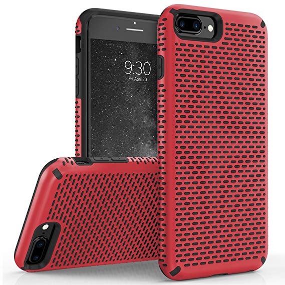 Zizo Echo Series Compatible with iPhone 8 Plus case Dual Layered TPU and PC with Anti Slip Grip iPhone 7 Plus case RED Black