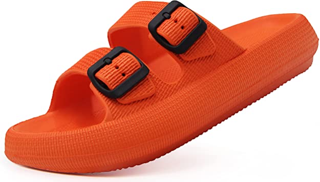 Weweya Pillow Slippers for Women and Men - Cloud Slides - Double Buckle Adjustable - EVA Flat Sandals