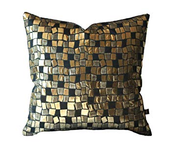 Kdays Mosaic Gold Pillow Cover Decorative For Couch Designer Pillow Cover Throw Pillow Case 22x22 Inches