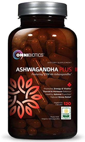 Ashwagandha 1300mg - Certified Organic with KSM-66 Root Powder Extract - Natural Supplement for Stress Relief, Anti-Anxiety & Fatigue - Mood Enhancer - Thyroid Support - 120 Vegan Capsules
