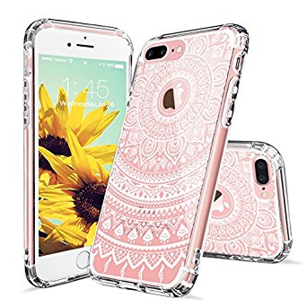 iPhone 7 Plus Case, Clear iPhone 7 Plus Case, MOSNOVO White Henna Mandala Floral Lace Printed Clear Design Plastic Back with TPU Bumper Protective Cover for iPhone 7 Plus (2016)