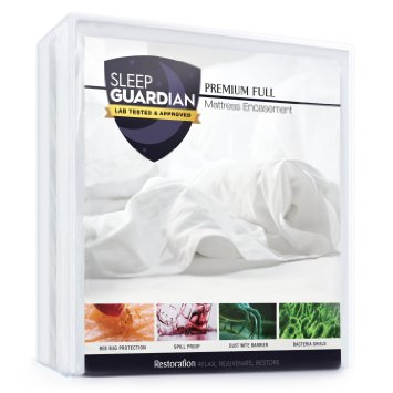 Sleep Guardian Premium Full Mattress Encasement - Lab Tested Waterproof, Bed Bug Proof, Hypoallergenic Zippered Encasement - Protects from Bed Bugs, Dust Mites & Fluids