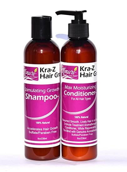 Nzuri Kra-Z Hair Gro Stimulating Growth Shampoo - 8oz & Conditioner - 8oz Combo Kit