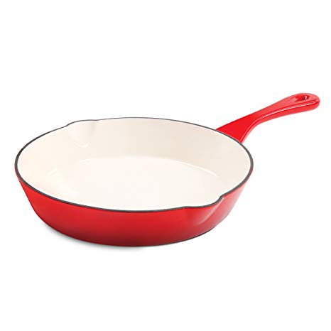 Crock Pot 111974.01 Artisan 8 Inch Enameled Cast Iron Round Skillet, Scarlet Red