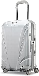 Samsonite Xcalibur XLT Spinner Hard Side Wheeled Carry On Travel Suitcase with USB Charging Port, Packing Cubes, and Adjustable Handle, Silver