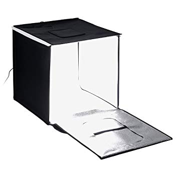 Fotodiox Pro LED 16x16 Studio-in-a-Box for Table Top Photography - Includes Light Tent, Integrated Dimmable LED Lights, Carrying case and Four backdrops