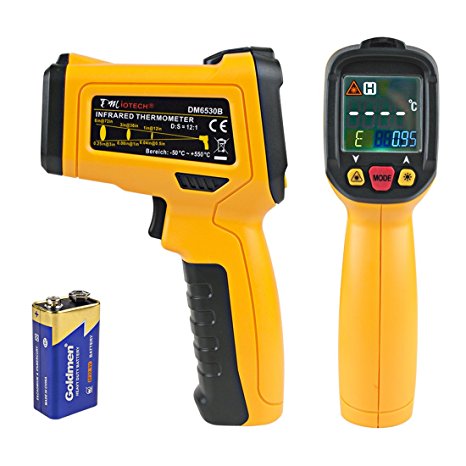 sourcingmap® DMiotech Temperature Gun Non-Contact Digital Laser Infrared Thermometer GUN -58-1022 Fahrenheit (-50-550 Celsius)Temp Handheld Yellow Black