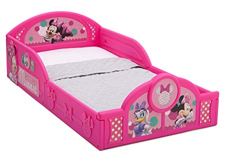 Delta Children Deluxe Disney Minnie Mouse Toddler Bed with Attached guardrails