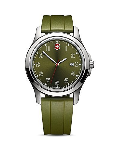 Victorinox Swiss Army Garrison Date Watch Military Green Dial and Rubber Sport Strap 26069.CB