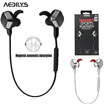 Bluetooth Headphones, AEDILYS® Riginal Unique Magnet Headset Wireless Sports Bluetooth 4.1 Earphone Universal Stereo Headphone with Mic, Universal Volume Control Supports Remote Photograph