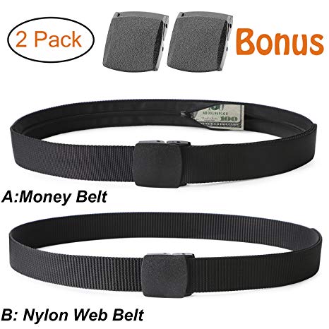 Nylon Military Tactical Men Belt 2 Pack Webbing Canvas Outdoor Web Belt With Plastic Buckle