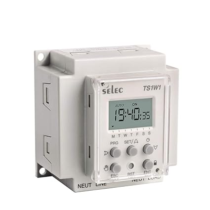 SELEC TS1W1, Daily/Weekly Timer Switch, Wall Mount, 50 ON-Off Steps, CE Certified Product Grey