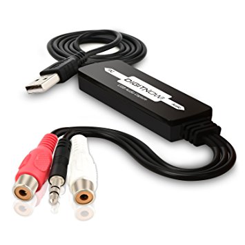 DIGITNOW USB Audio Capture Card Grabber for Vinyl Cassette Tapes to Digital MP3 Converter , Support Mac & Windows 10 / 8.1 / 8 / 7 / Vista / XP