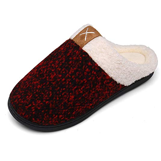 Mishansha Mens Womens Cotton Warm Memory Foam Slippers Cozy Fleece Lined Indoor Outdoor Slip on Winter House Shoes
