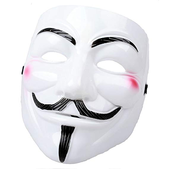 AStorePlus V for Vendetta Cosplay Guy Fawkes Halloween Mask, Chucky Venice Mardi Gras Party Costume Accessory Masked Bandit