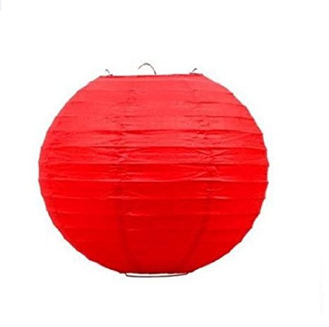 Liroyal 10" red Round Paper Lantern - (10 Pack)