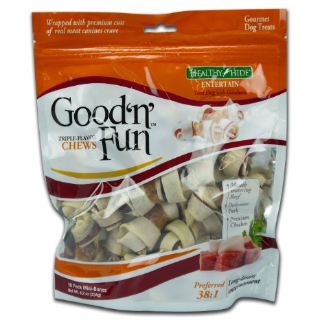 Healthy Hide Good n Fun 18-Pack Triple Flavor Chews Mini Bones
