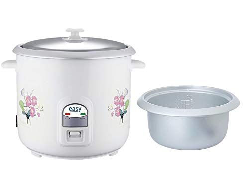 Easy RC1.8 700-W 1.8 Liter Electric Rice Cooker with 2 Aluminium Bowls (One Bowl is free) & 2 Year Warranty (White & Floral Design)