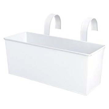 Esschert Design USA White Metal Rectangular Balcony Planter