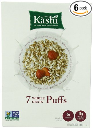 Kashi 7 Whole Grain Puffs Cereal, 6.5-Ounce Boxes (Pack of 6)