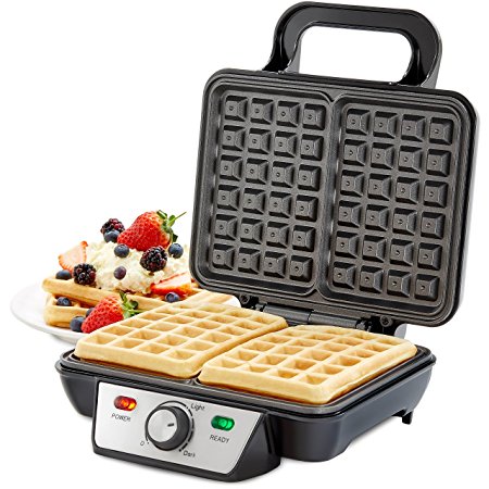 Andrew James Belgian Waffle Maker, 2 Slice, 1000 Watts, Adjustable Temperature