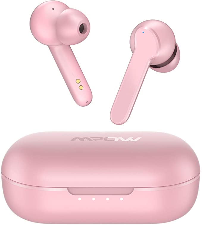 Wireless Earbuds, Mpow MBits S True Bluetooth Earbuds in Ear w/Mic CVC8.0 Noise Cancelling Earphones, Bluetooth 5.0 Headphones Sports, Deep Bass/IPX8 Waterproof/35H Playtime/Touch Control/3 Mode,Pink