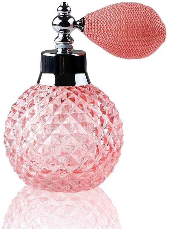 H&D Empty Vintage Crystal Perfume Bottle Refillable Spray Bottle Atomizer Luxury Series (pink)