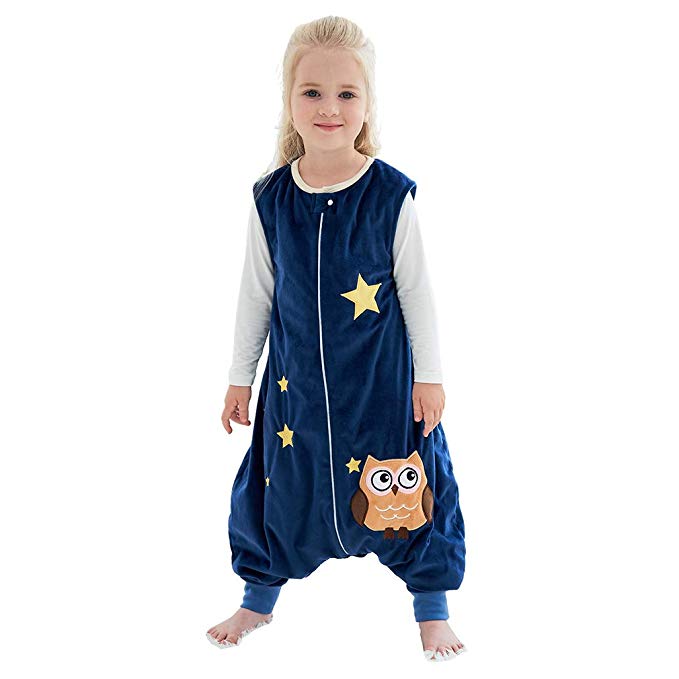 IDGIRLS Unisex Baby Warm Wearable Blanket Toddler Sleeping Bag with Legs 3 Season Blue for 3-5 Years