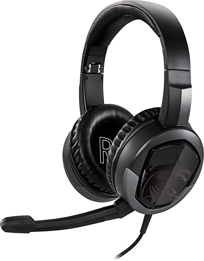 MSI Gaming Detachable Microphone Lightweight and Foldable Headband Design 7.1 Surround Sound Stereo Gaming Headphone (Immerse GH30 V2), Black, Large