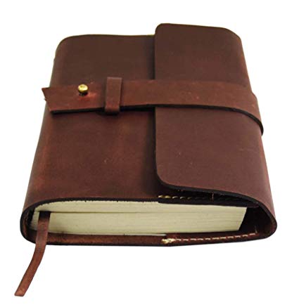 Aaron Leather Journal Refillable Writing Notebook-Traveler's Notebook 200 Pages 7.5 X 5.5 by Aaron Leather Goods (Walnut)