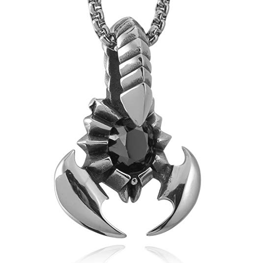 INBLUE Men's Stainless Steel Pendant Necklace Scorpion King -with 23 Inch Chain