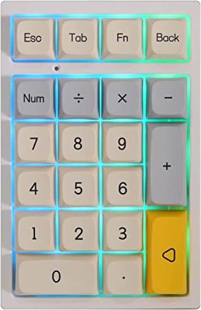 EPOMAKER TH21 21 Keys Hot Swap 2.4Ghz/Bluetooth 5.0/Wired Programmable RGB Mechanical Gaming Numpad with XDA Profile PBT Keycaps for Win/Mac(TH21 Geometry Grey Tri-Mode, Gateron Pro Yellow)